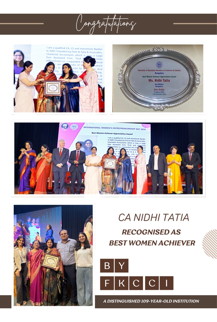 Celebrating a Milestone: CA Nidhi Tatia Honoured as Best Women Achiever by FKCCI